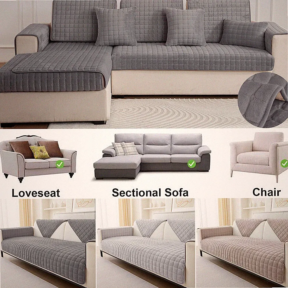 Flannel Sofa Cover Nonslip Couch Cushion Cover Pet Slipcover Furniture Protector