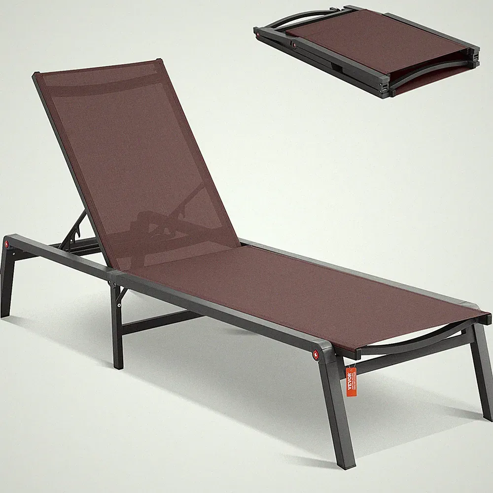 Outdoor Chaise Lounge Chair, Adjustable 5-Position Recliner for Patio & Poolside